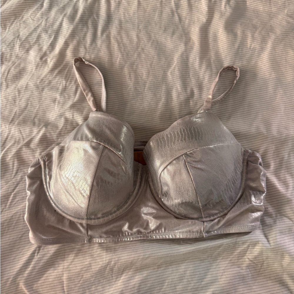 Silver Women's swim top